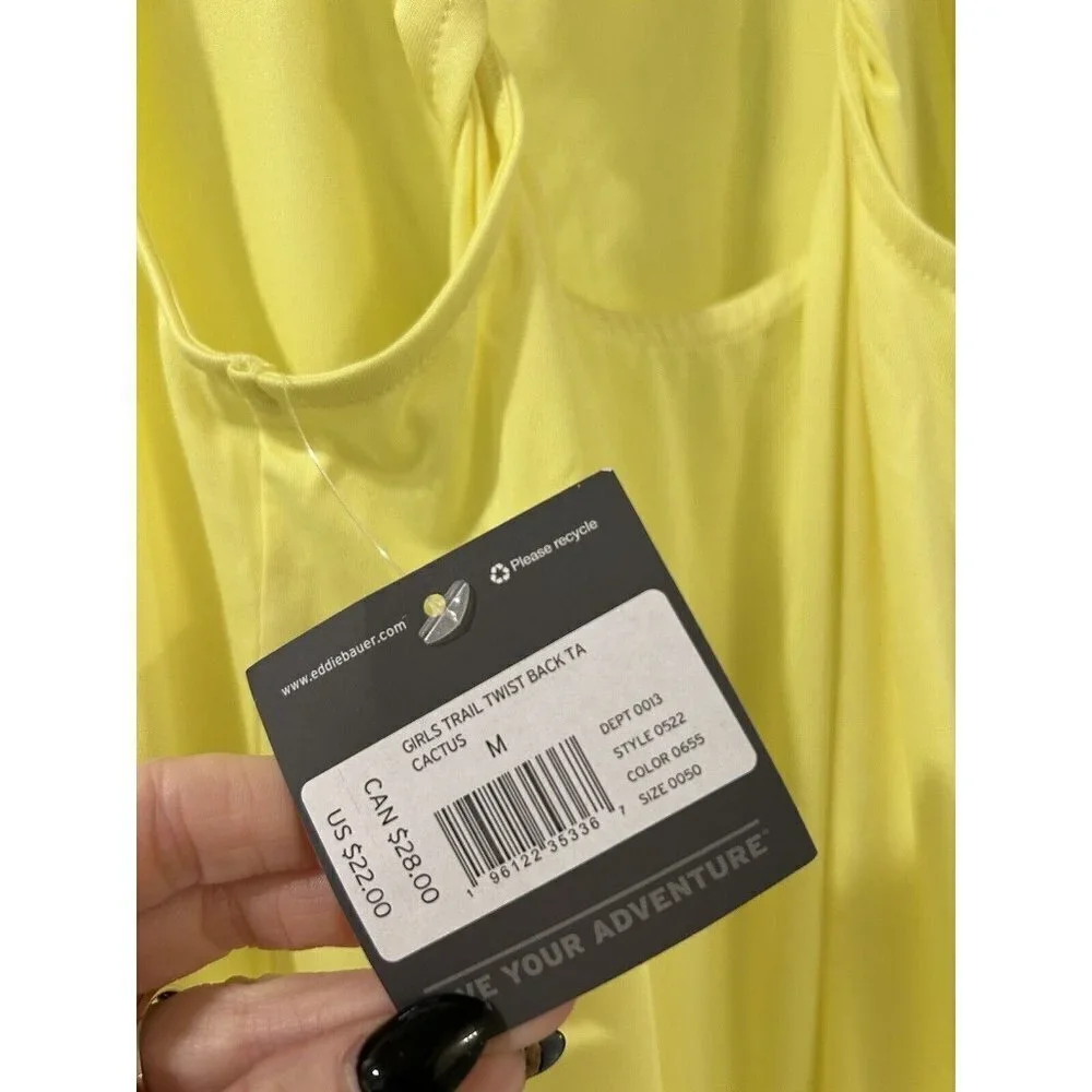 Eddie Bauer Girls Trail Twist Tank Top Yellow Medium NWT
